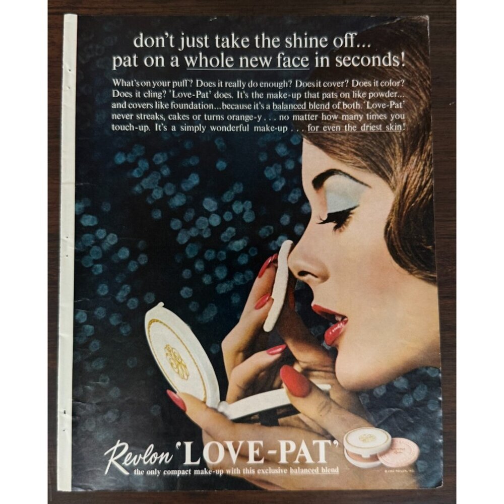 Vintage 1962 Revlon Love Pat Makeup Beauty Advertisement Print Ad